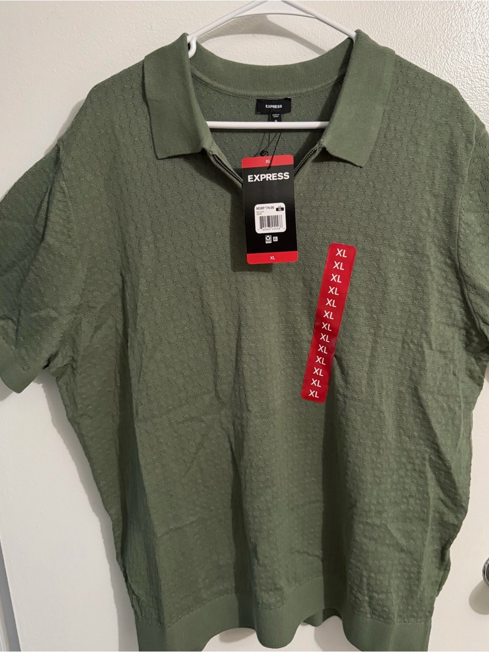 Express Men’s Olive Knit Polo Shirt
